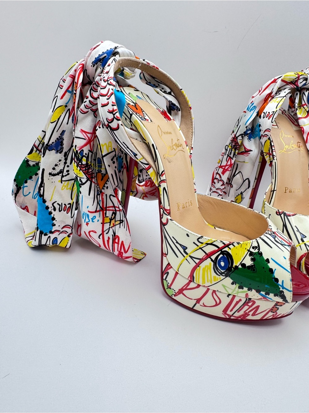 Christian Louboutin Jersey Loubitag Platform Bow Heels Pumps EU 36 - Picture 6 of 12